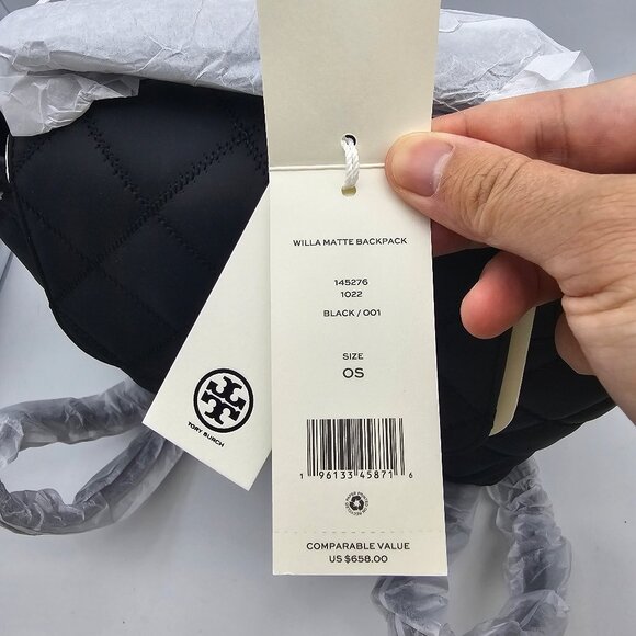 Tory Burch Willa Matte Backpack 145276 Black Quilted main image 6